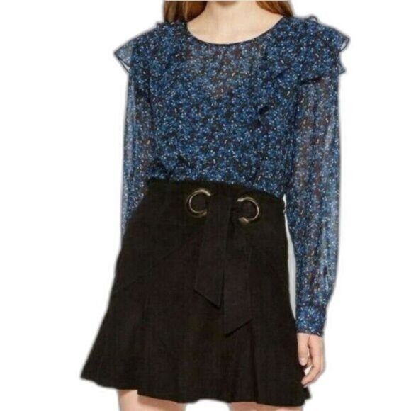 Parker Tops - Parker Zuri floral blouse ruffled detail XS